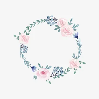 手绘简约玫瑰花环免抠