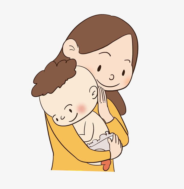 妈妈抱着可爱孩子简笔画免抠