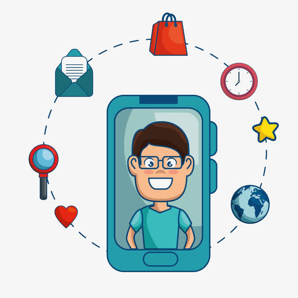 卡通买买买电子购物的PNG免抠