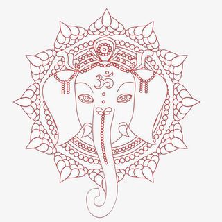 红线描 象神头图腾免抠