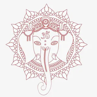 红线描 象神头图腾免抠