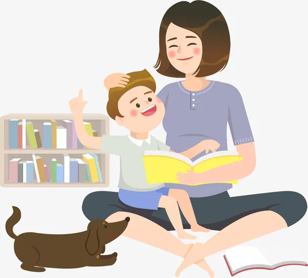 卡通睡前阅读亲子插画免抠手绘/卡通卡通元素
