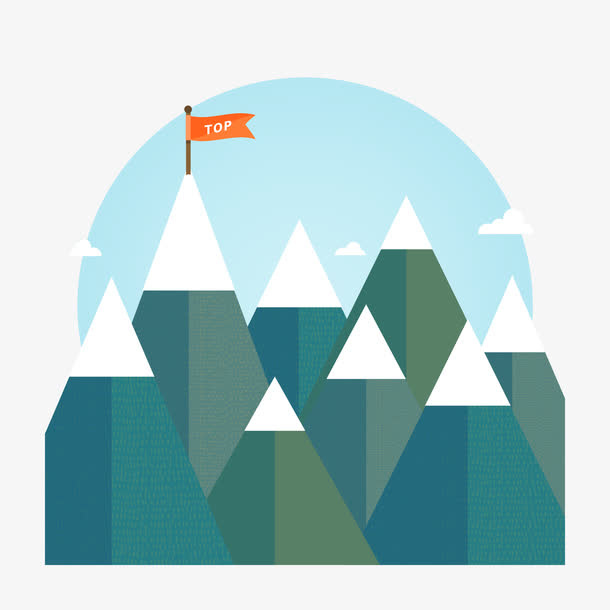 17蓝色几何雪山装饰免抠