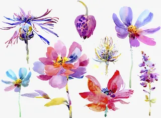 水墨花矢量图免抠