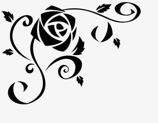 手绘黑色花卉免抠