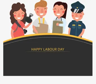 各行各业劳动者合照免抠