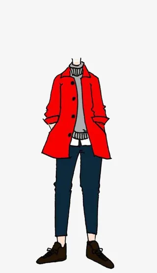 穿着风衣的卡通身子免抠