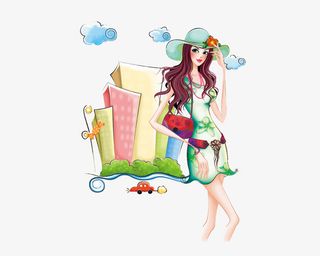 时尚潮流韩国画免抠