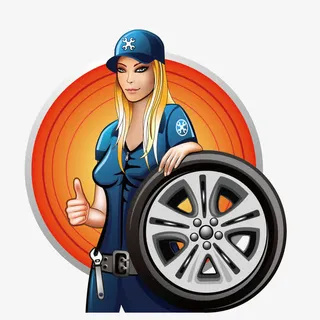 女技师和轮胎免抠