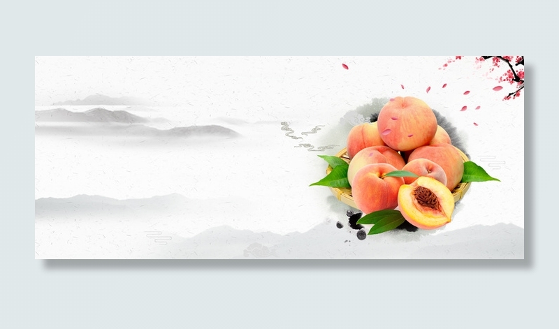 水果古风灰色海报背景banner高清