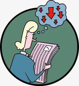 矢量看报纸的女人免抠