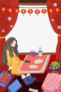 春运卡通人物psd分层图免抠