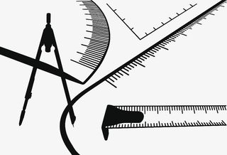 黑色测绘工具手绘免抠