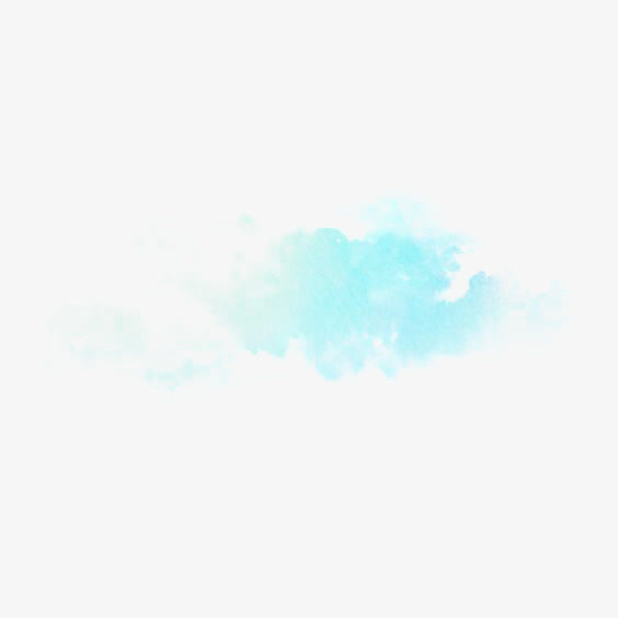 淡蓝色水墨装饰免抠