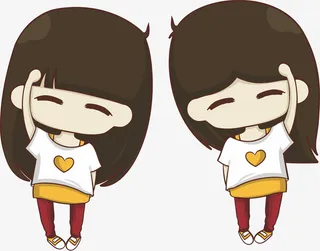 卡通双胞胎女孩免抠