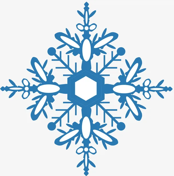 蓝白相间矢量雪花免抠