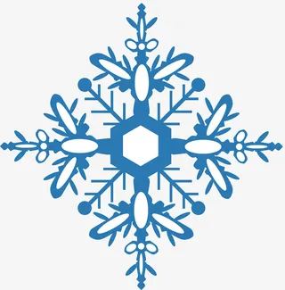 蓝白相间矢量雪花免抠