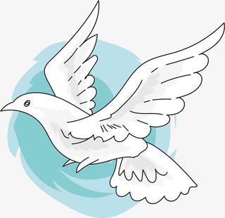 天空中飞舞的矢量白鸽免抠