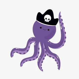 蓝色卡通八爪鱼矢量图免抠