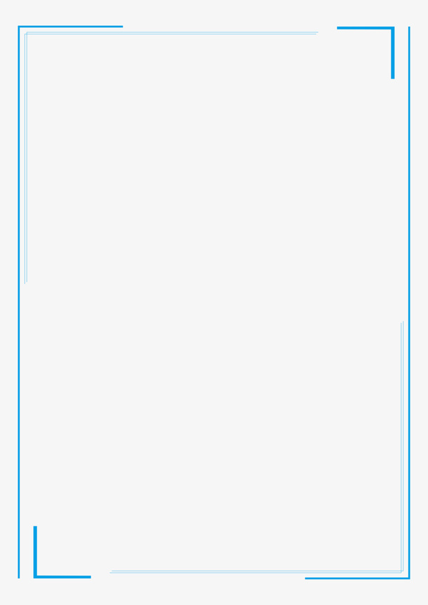 蓝色简约线条边框免抠