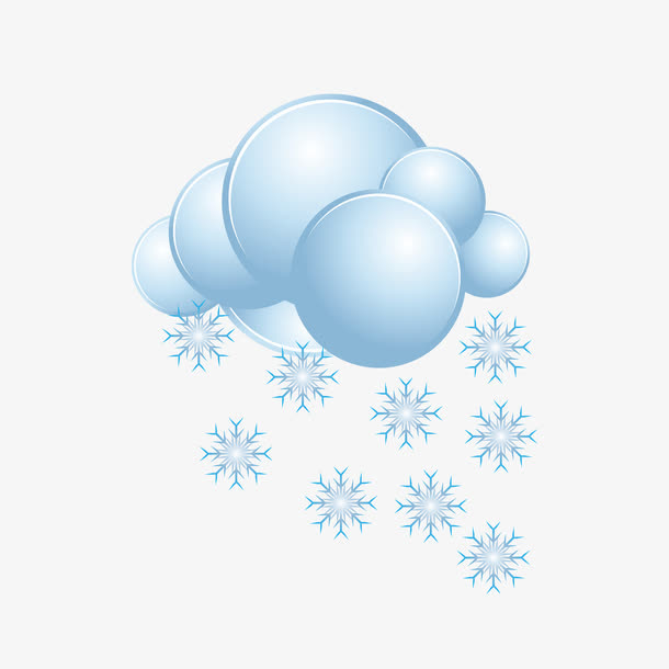 卡通手绘云彩雪花免抠
