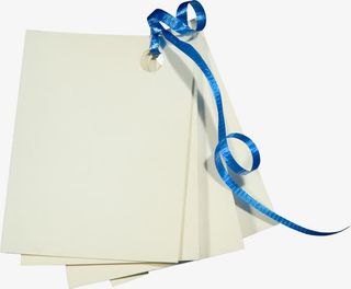 彩带串起的白纸免抠