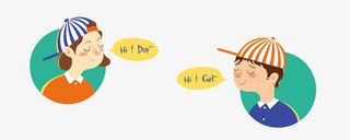 扁平化卡通人物对话免抠