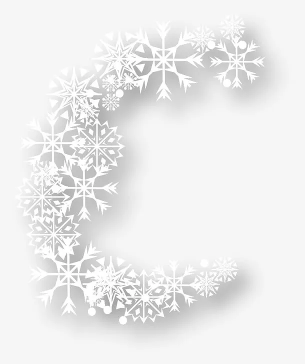 创意卡通装饰英文字母雪花字母C免抠