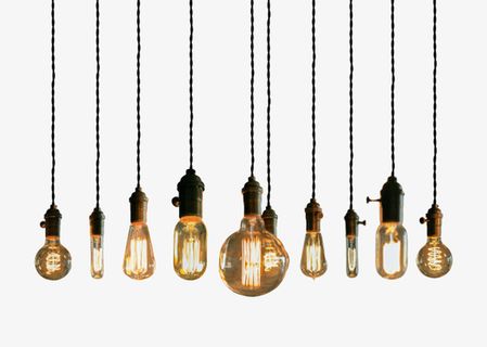 黑色立体电器吊着的灯泡产品实物免抠