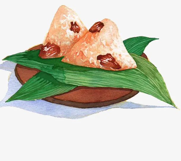 彩色手绘粽子美食元素免抠
