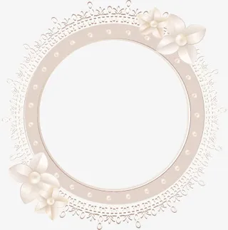 蕾丝边装饰的圆形边框免抠
