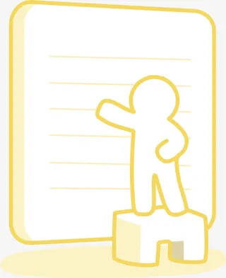 黄色简约小人纸张边框纹理免抠