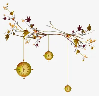 秋天 钟 绿叶png素材免抠