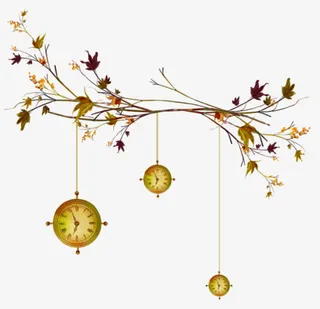 秋天 钟 绿叶png素材免抠