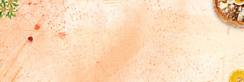 淘宝美食大促简约橘色banner高清