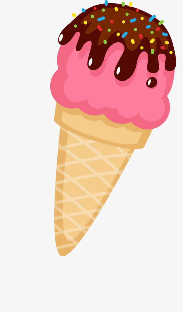 粉色卡通美味甜筒免抠