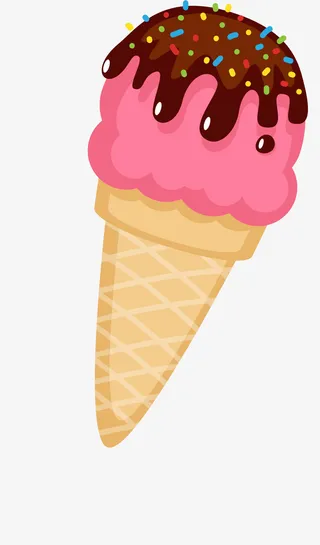 粉色卡通美味甜筒免抠