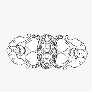 小猴子蟠桃铜钱矢量素材免抠