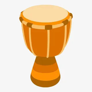 黄色手绘扁平非洲鼓免抠