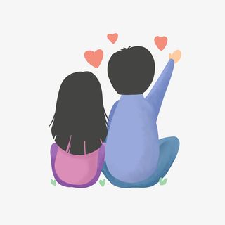 情人节一同看风景的情侣免抠