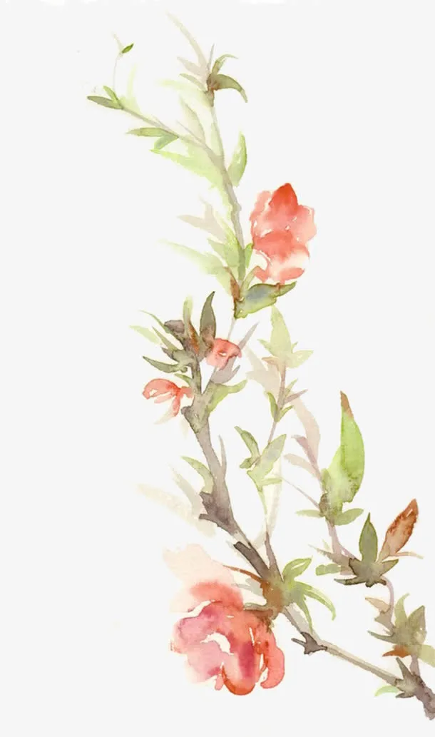 彩墨桃花图片素材免抠