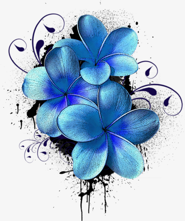 蓝色鲜花免抠