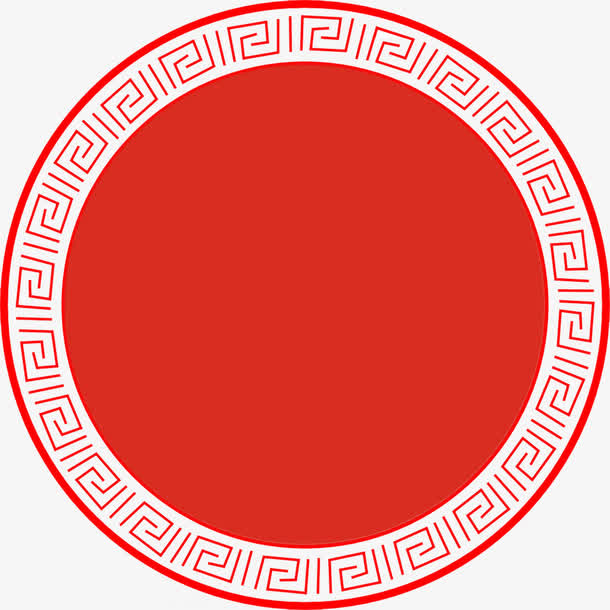 红色中国风古典圆圈免抠