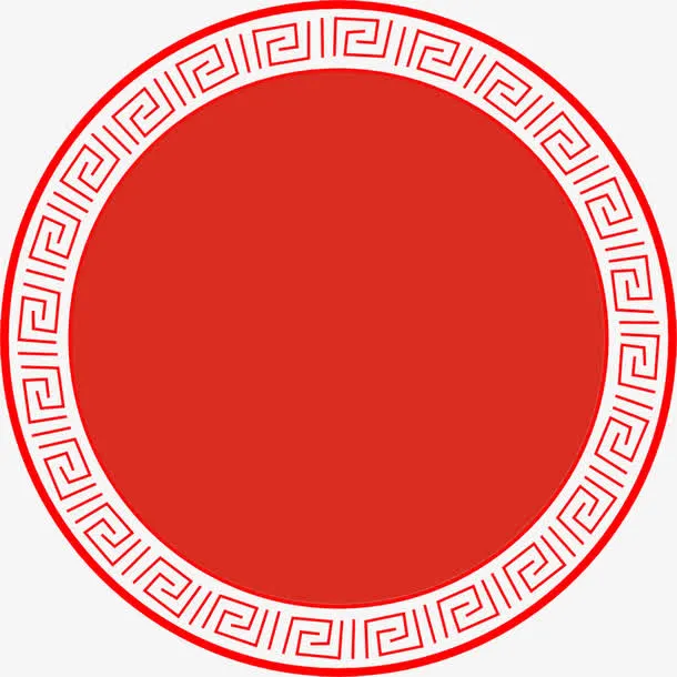 红色中国风古典圆圈免抠