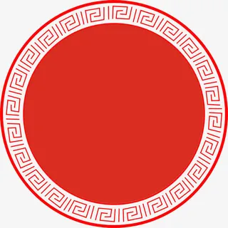 红色中国风古典圆圈免抠