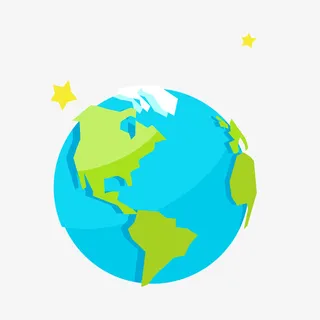 蓝色卡通地球矢量图免抠