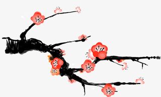 中国风水墨梅花免抠