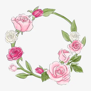 春天粉色花卉边框免抠