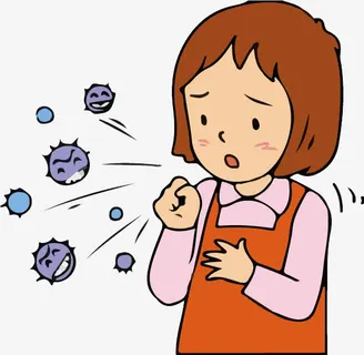 手绘卡通女孩子咳嗽免抠免抠
