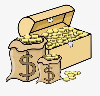 卡通金币箱子免抠